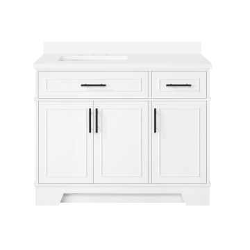 OVE Decors Emery 42-in Pure White Undermount Single Sink Bathroom Vanity with White Engineered Marble Top