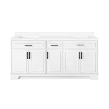 OVE Decors Emery 72-in Pure White Undermount Double Sink Bathroom Vanity with White Engineered Marble Top
