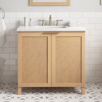 OVE Decors Macy 36-in Rustic Ash Undermount Single Sink Bathroom Vanity with White Engineered Marble Top