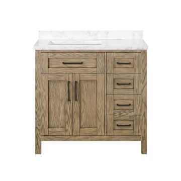 Tahoe 36 in. VII Single Sink Bathroom with Black Hardware and Water Oak Finish