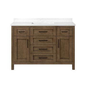 Tahoe 48 in. VII Single Sink Bathroom with Black Hardware and Almond Latte Finish
