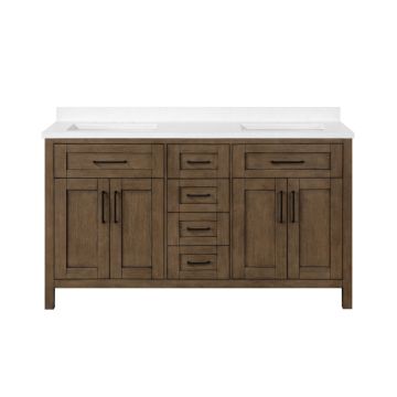 Tahoe 60 in. VII Double Sink Bathroom with Black Hardware and Almond Latte Finish