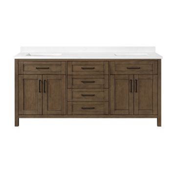 Tahoe 72 in. VII Double Sink Bathroom with Black Hardware and Almond Latte Finish