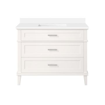 OVE Decors Exela 42-in Picket Fence Undermount Single Sink Bathroom Vanity with White Engineered Marble Top