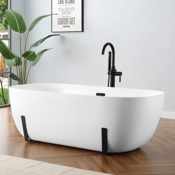 Gianna Bath Tub 63 in. in White and Matte Black Legs