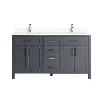 OVE Decors Tahoe-Lux 60 in. Vanity in Dark Charcoal with Power Bar