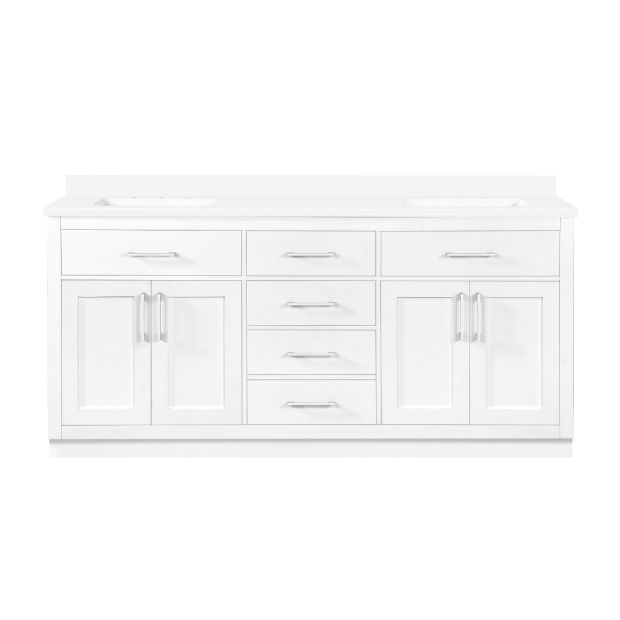 Alonso 72 In Double Vanity Pure White, 72 Bathroom Vanity White Cabinet Only