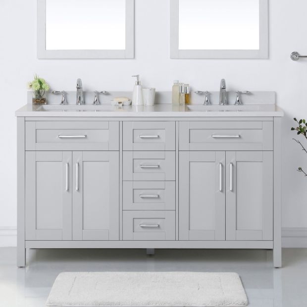 Ove Decors Double Basin Bathroom Vanity, Grey Bathroom Vanities