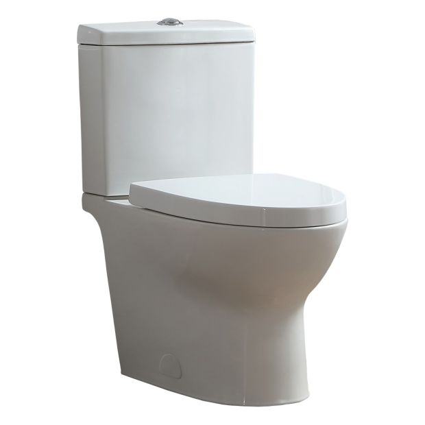 Two-piece Toilet Two-Piece Toilet Elongated Bowl and Water Tank with Soft Closing Seat Cotton White Finish Dualable for Left and Right Hand Flush Valve