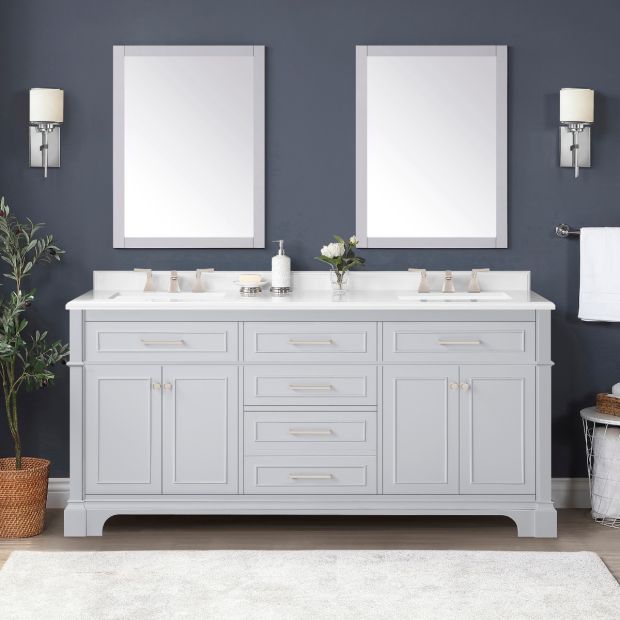 Ove Decors Double Basin Bathroom Vanity, Grey Bathroom Vanity 72 Double Sink