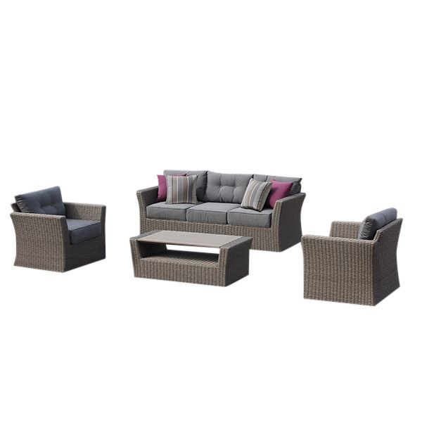 Ove Decors Isabella 4 Piece Grey Aluminum Outdoor Sectional Set With Cushions - Isabella 4 Piece Patio Conversation Set