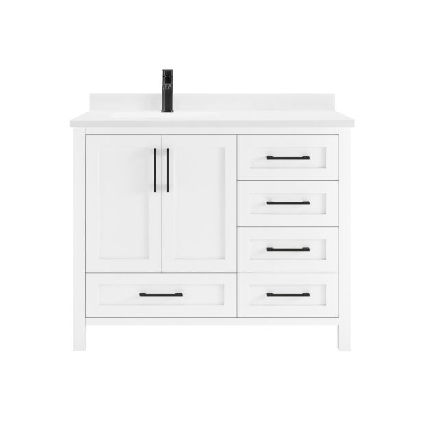 Ove Decors Lourdes Vanity 42 White, 42 Inch Wide Bathroom Vanity Without Top